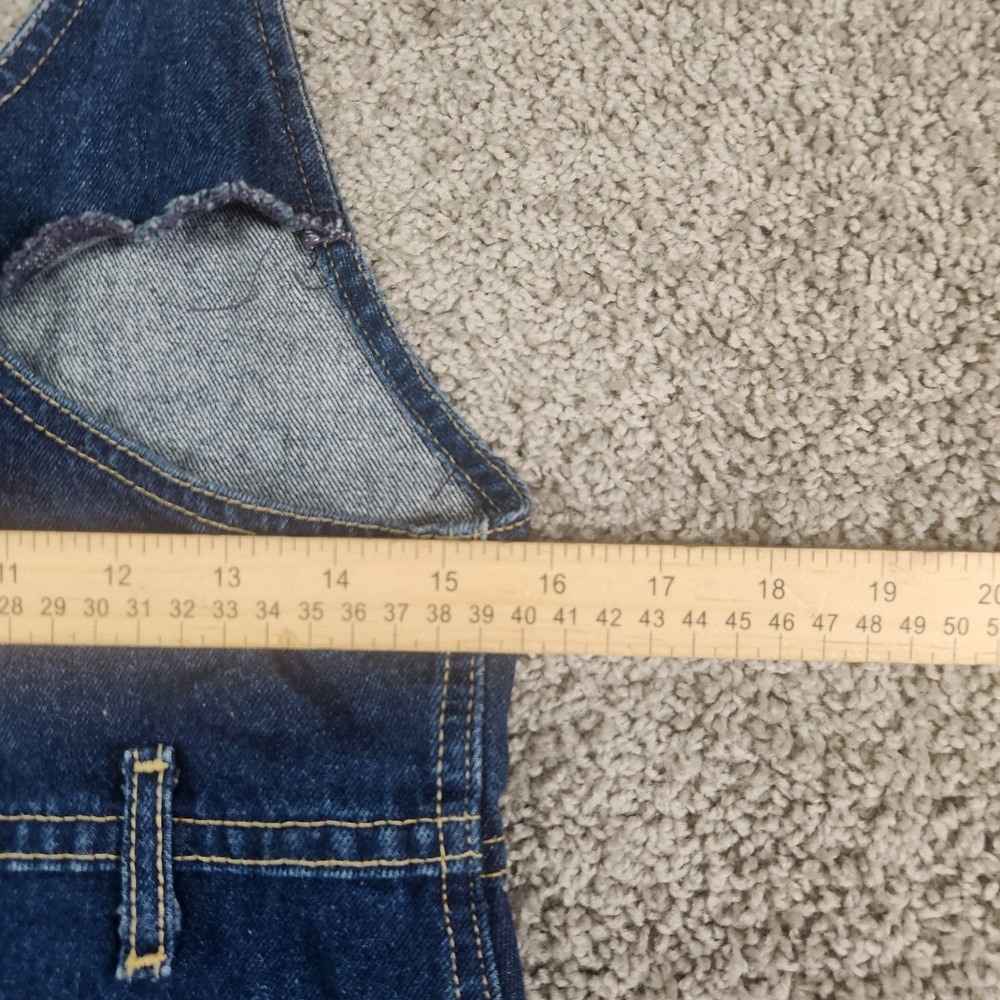 VTG Lee Denim Overall Dress Sz Medium 7/8 Dark Wash Button Front Bib USA 70s 80s - Picture 12 of 13